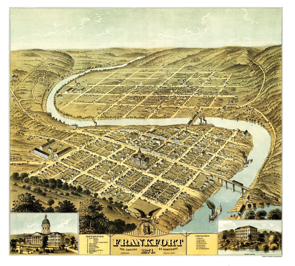 Preview of Vintage Map of Frankfort, Kentucky 1871