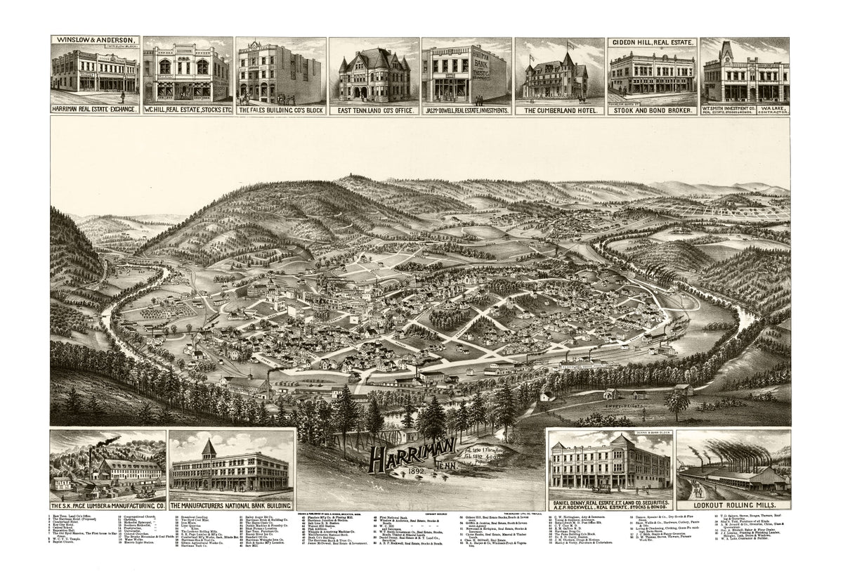 Preview of Vintage Map of Harriman, Tennessee 1892