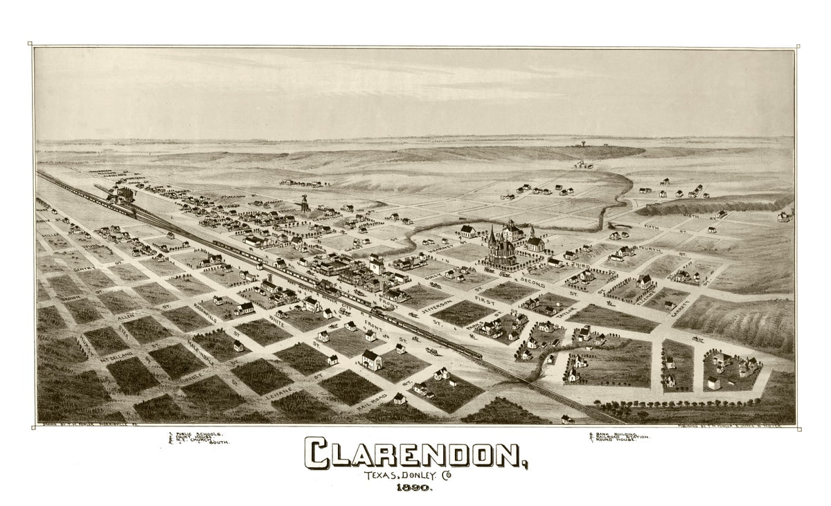 Preview of Vintage Map of Clarendon, Texas 1890