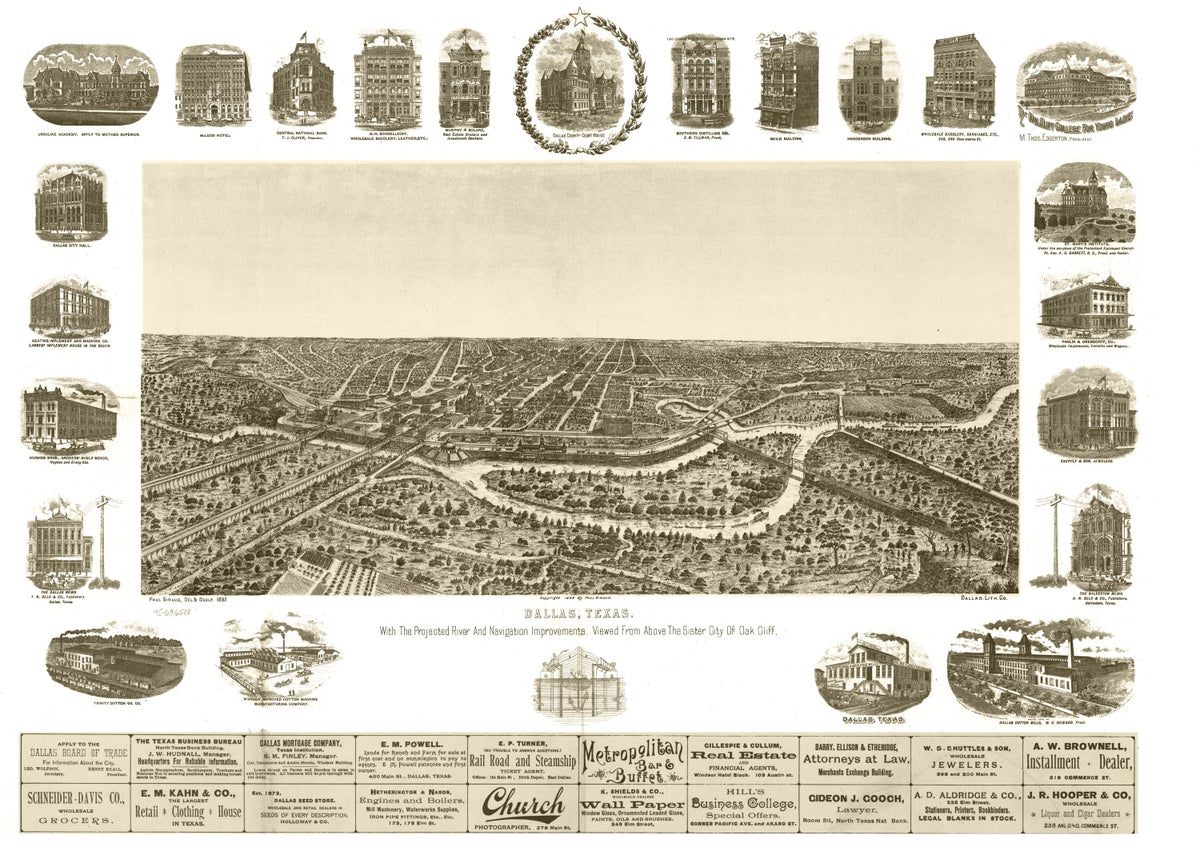 Preview of Vintage Map of Dallas, Texas 1892