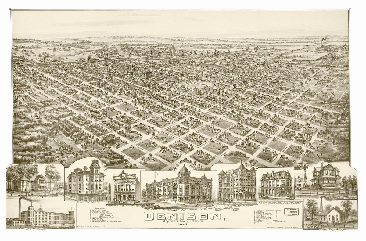Preview of Vintage Map of Denison, Texas 1891