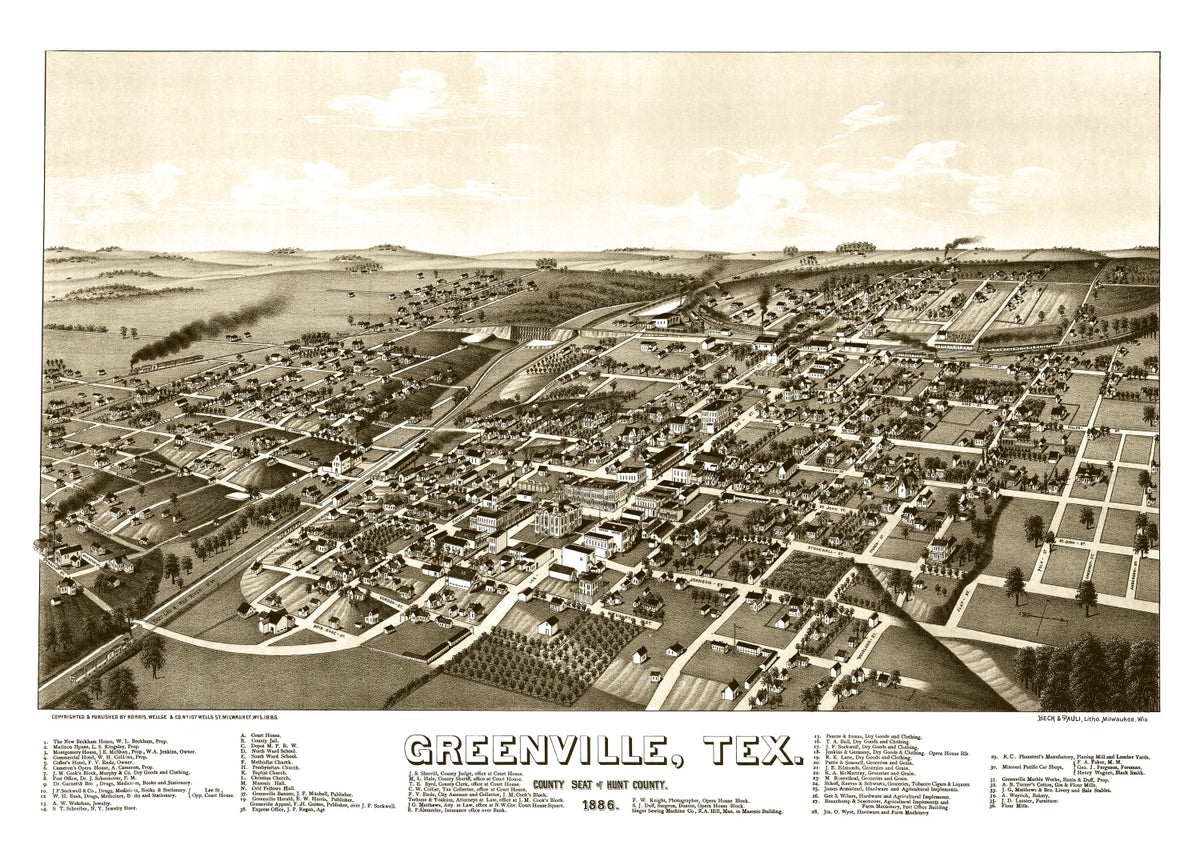 Preview of Vintage Map of Greenville, Texas 1886