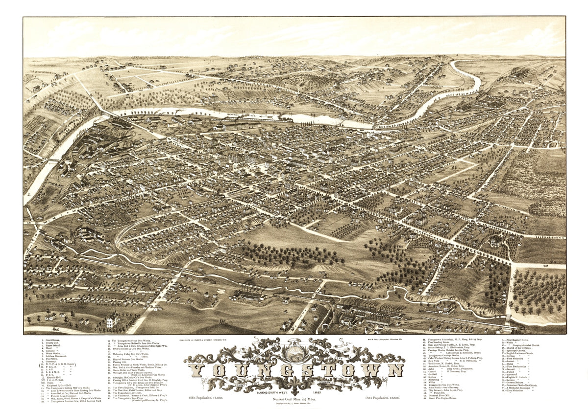Preview of Vintage Map of Youngstown, Ohio 1882