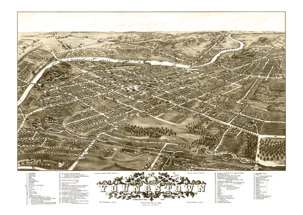 Preview of Vintage Map of Yougstown, Ohio 1882