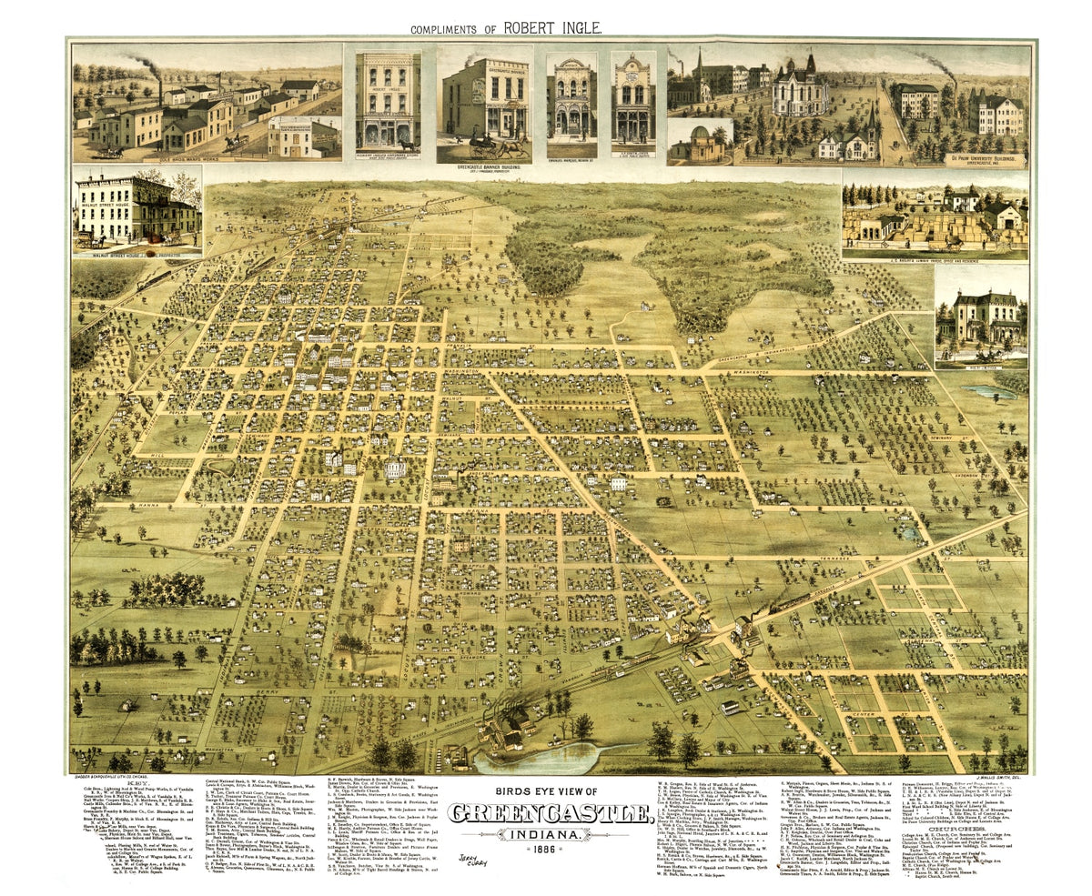 Preview of Vintage Map of Greencastle, Indiana 1886