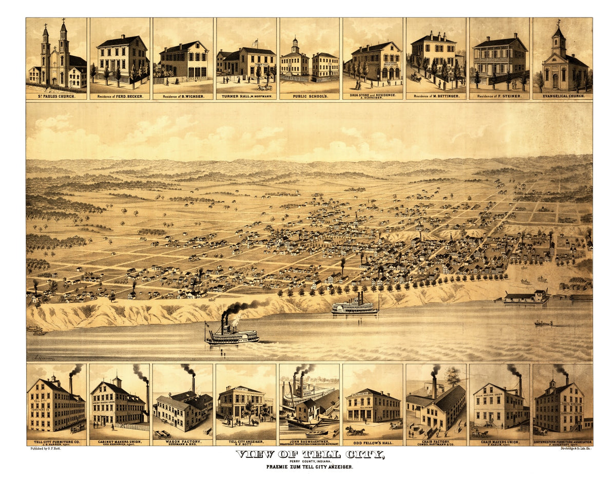 Preview of Vintage Map of Tell City, Indiana 1870