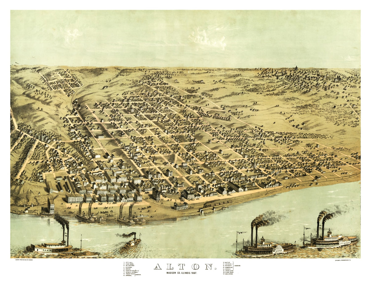 Preview of Vintage Map of Alton, Illinois 1867