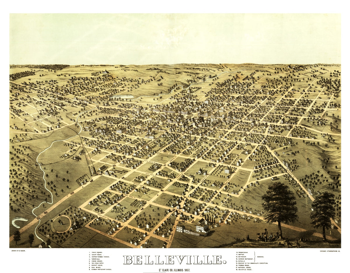 Preview of Vintage Map of Belleville, Illinois 1867