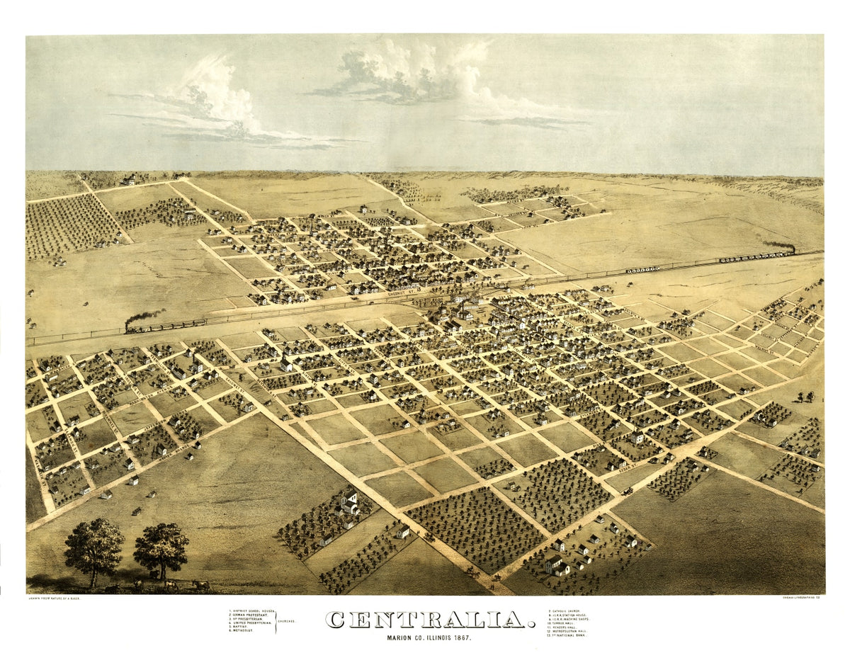 Preview of Vintage Map of Centralia, Illinois 1867