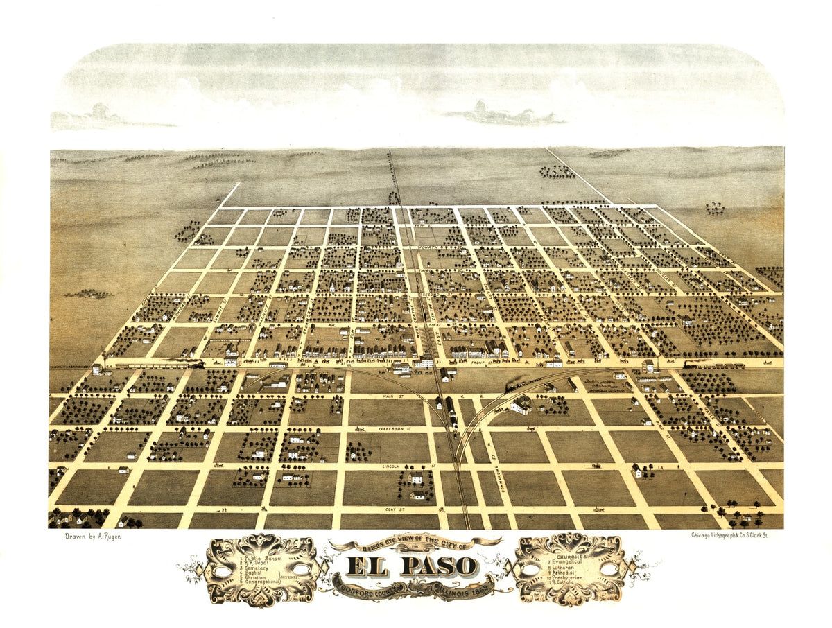 Preview of Vintage Map of El Paso, Illinois 1869