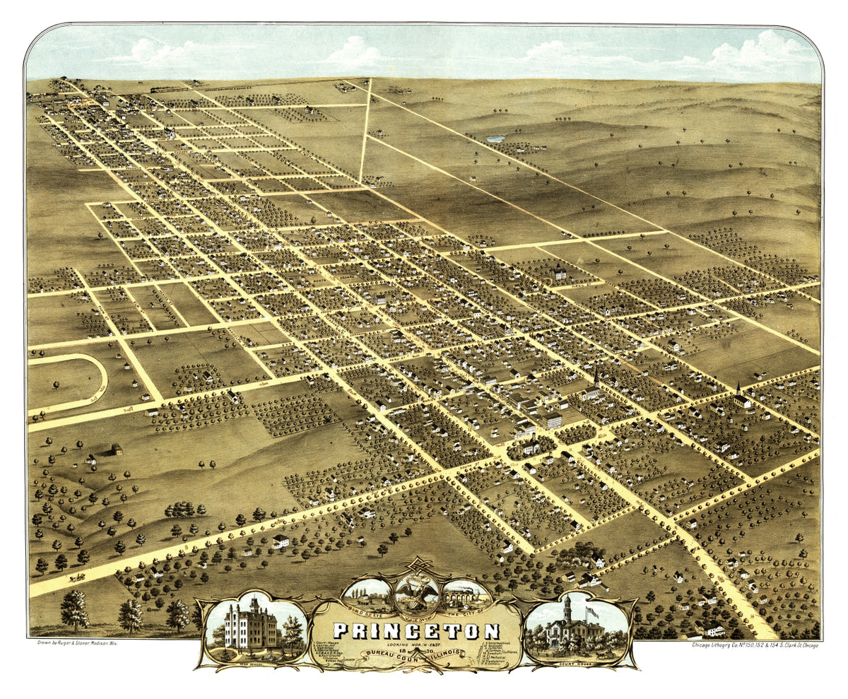 Preview of Vintage Map of Princeton, Illinois 1870