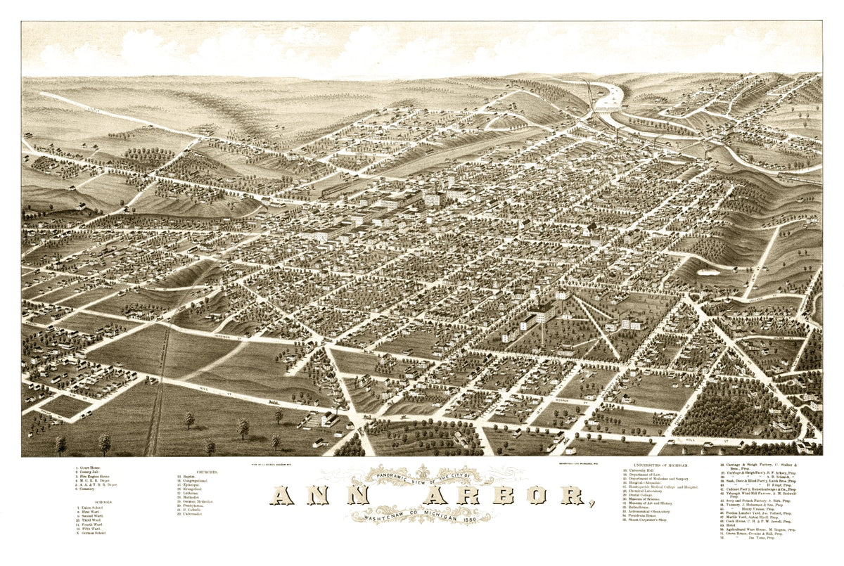 Preview of Vintage Map of Ann Arbor, Michigan 1880