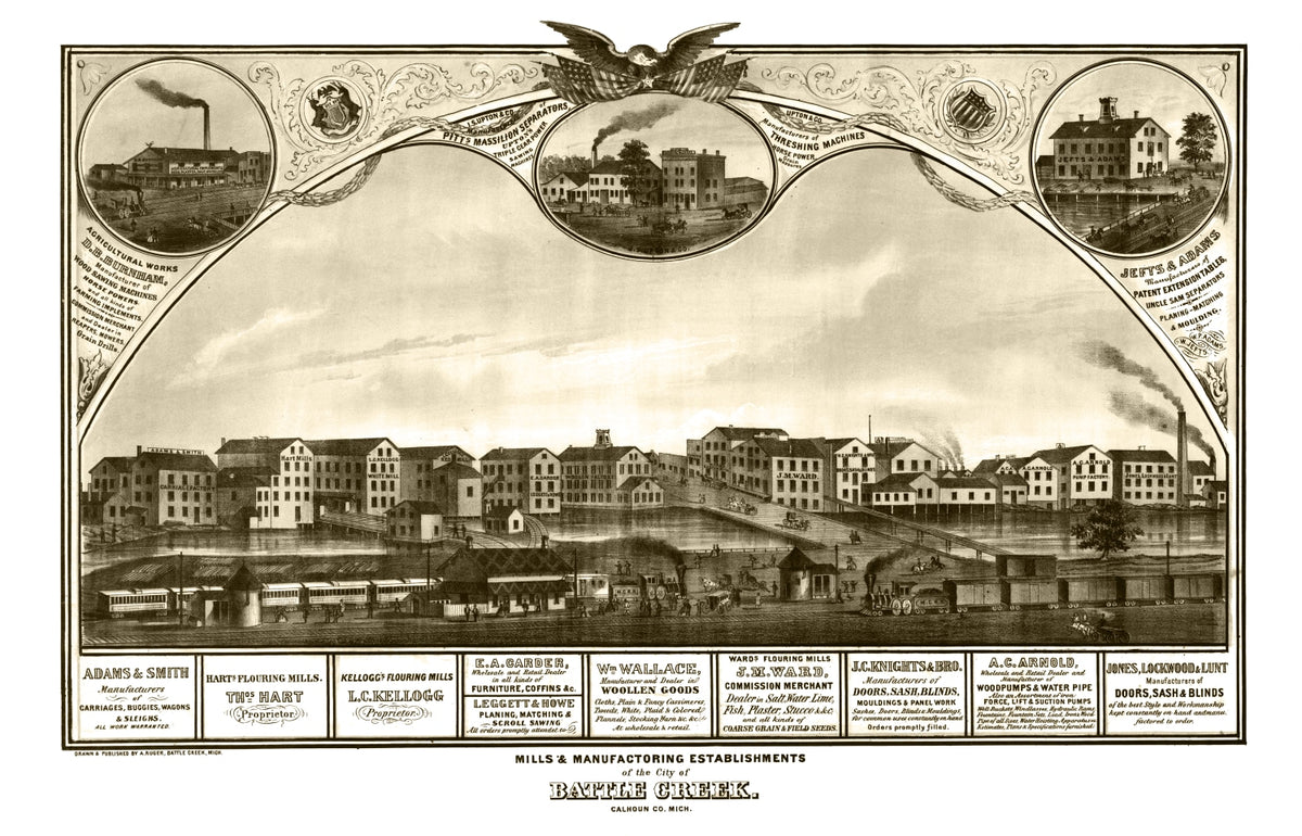 Preview of Vintage Map of Battle Creek, Michigan 1869