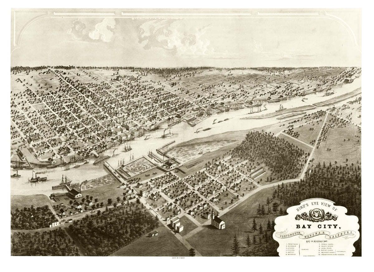 Preview of Vintage Map of Bay City, Michigan 1867