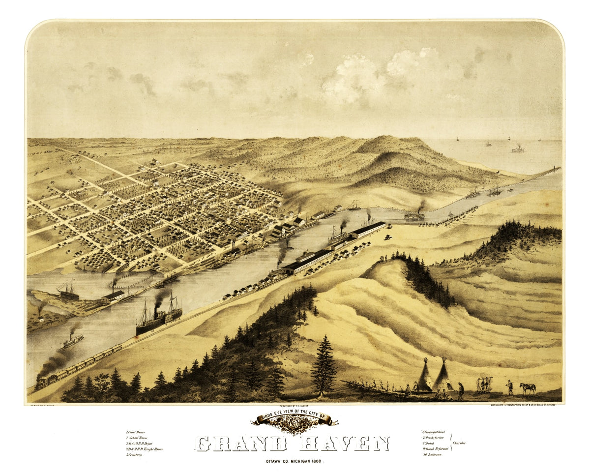 Preview of Vintage Map of Grand Haven, Michigan 1868
