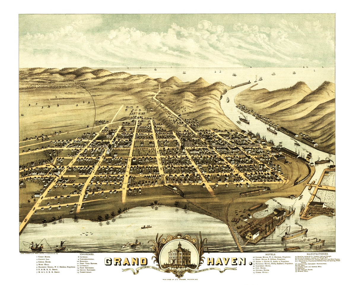 Preview of Vintage Map of Grand Haven, Michigan 1874