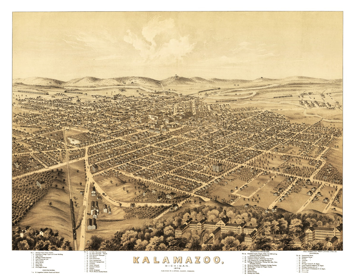 Preview of Vintage Map of Kalamazoo, Michigan 1874