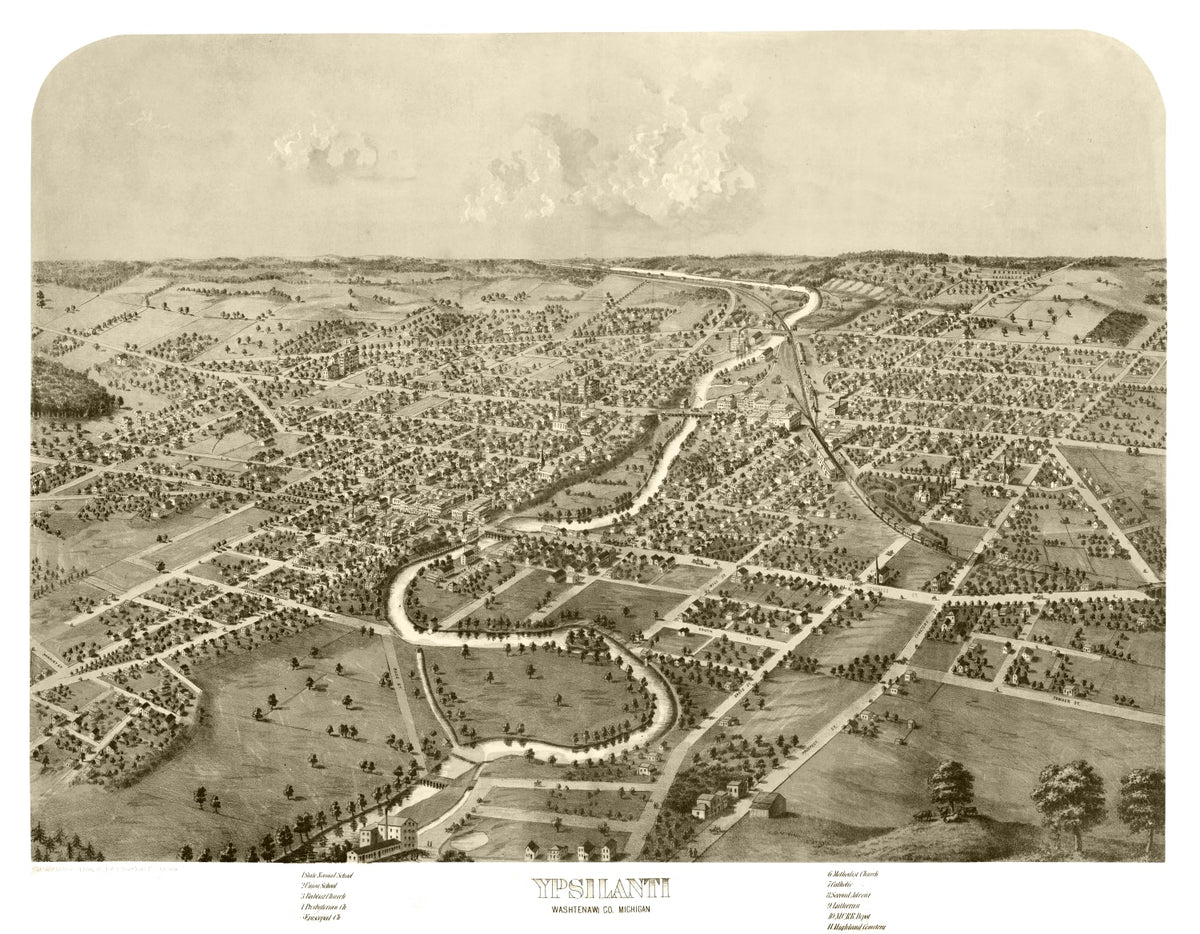Preview of Vintage Map of Ypsilanti, Michigan 1868