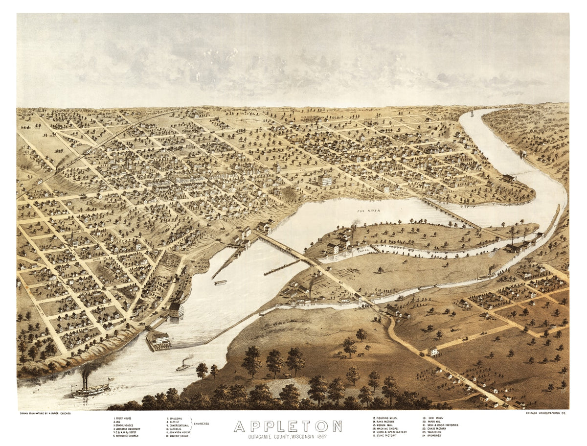 Preview of Vintage Map of Appleton, Wisconsin 1867
