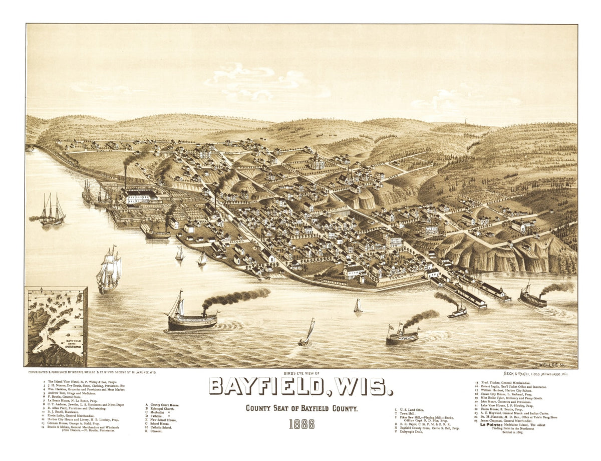 Preview of Vintage Map of Bayfield, Wisconsin 1886