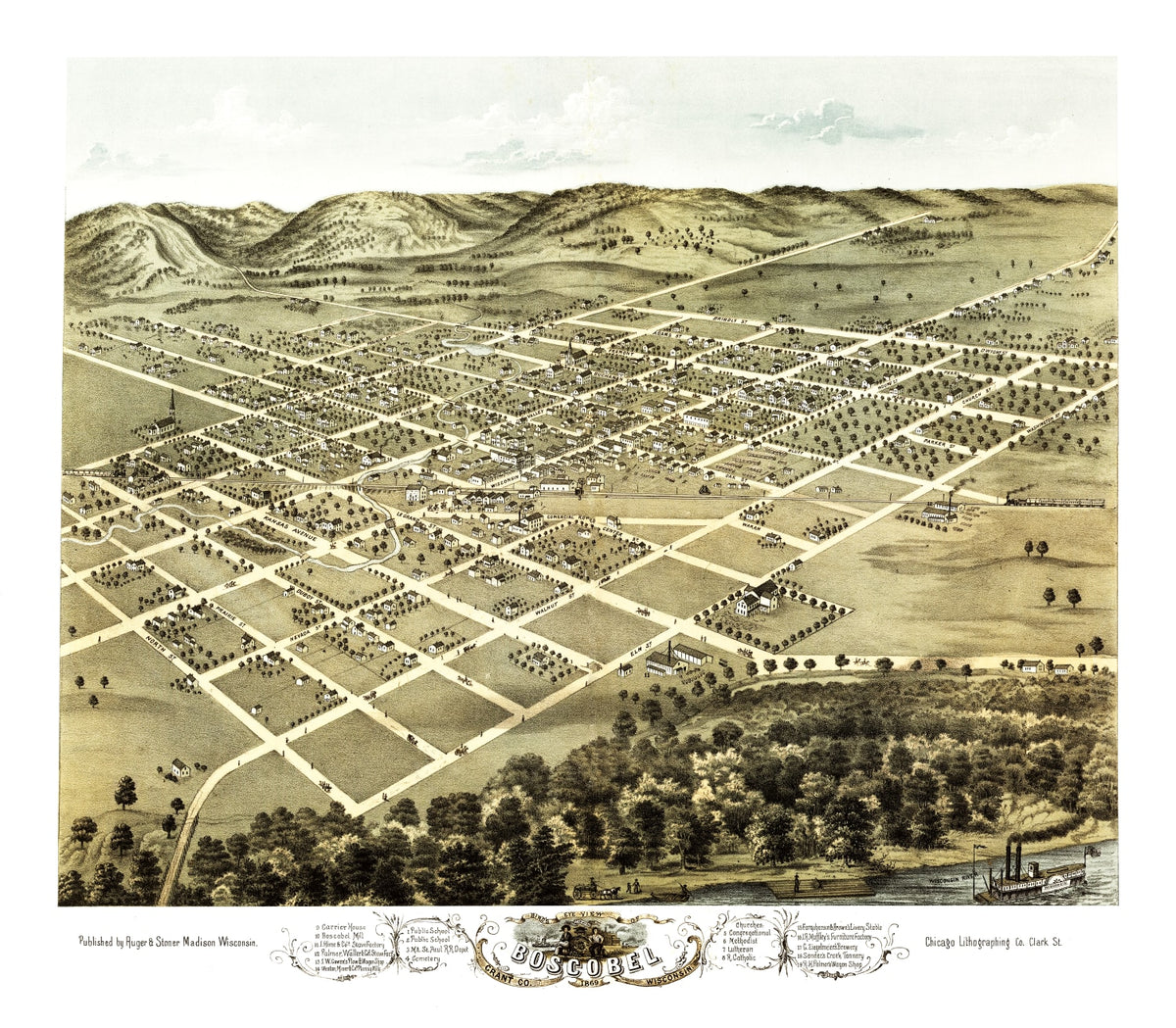 Preview of Vintage Map of Boscobel, Wisconsin 1869