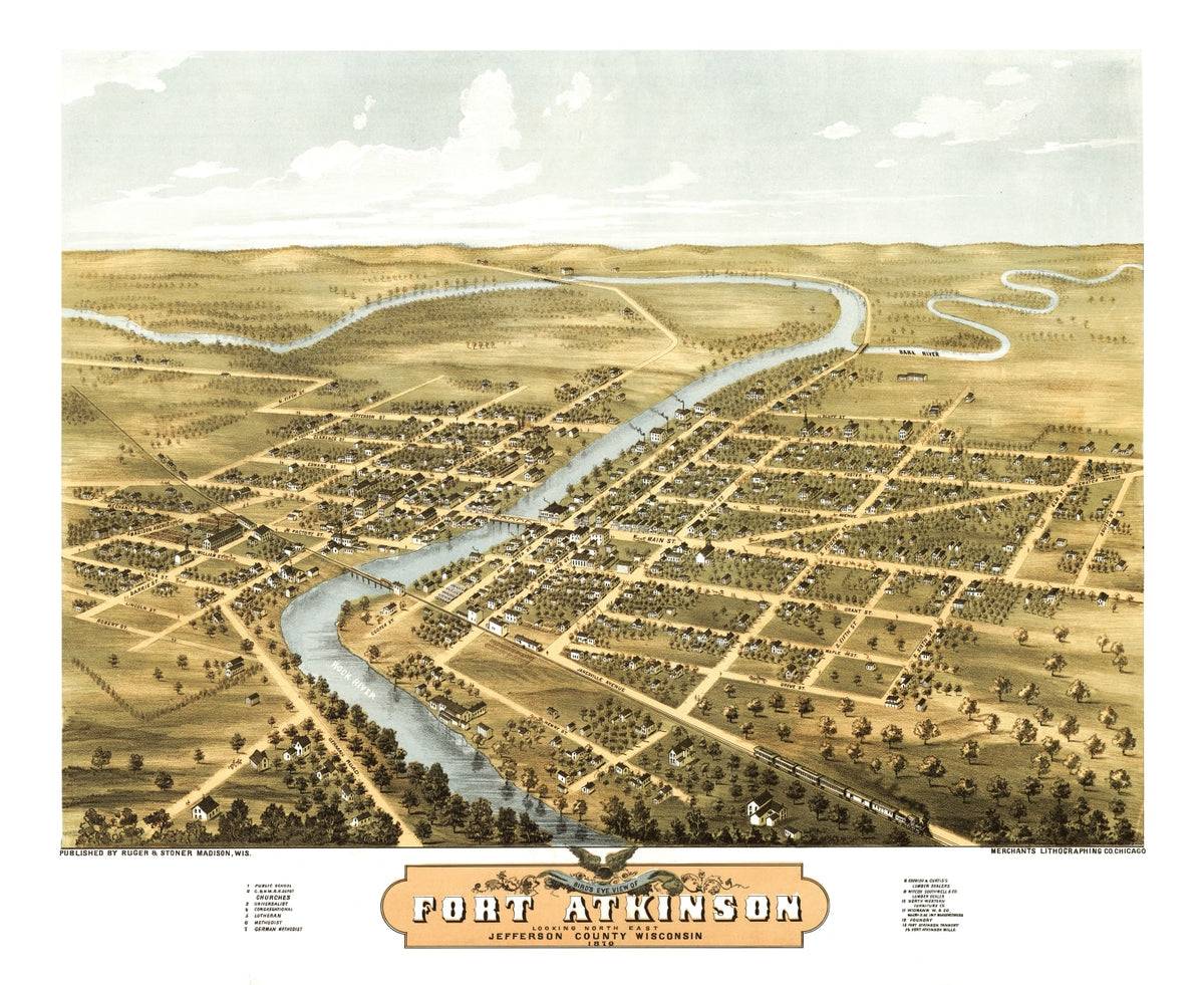 Preview of Vintage Map of Fort Atkinson, Wisconsin 1870