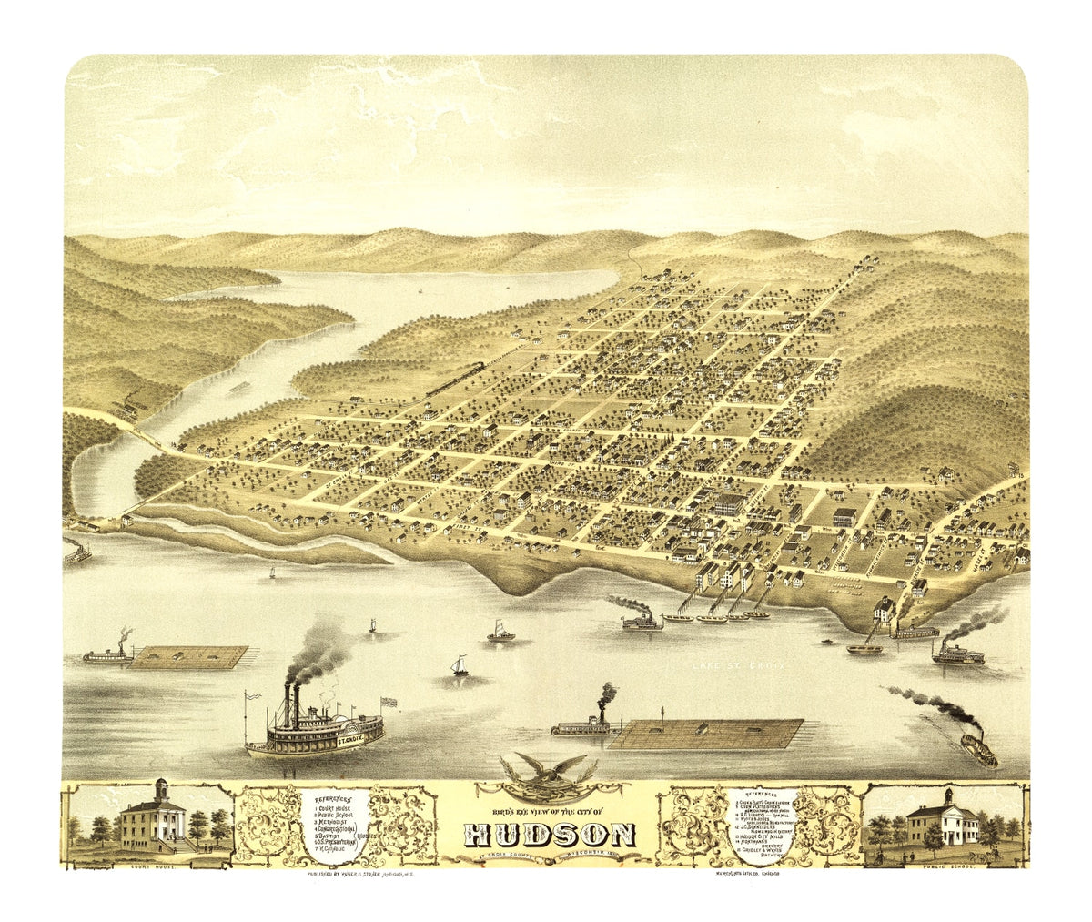 Preview of Vintage Map of Hudson, Wisconsin 1870