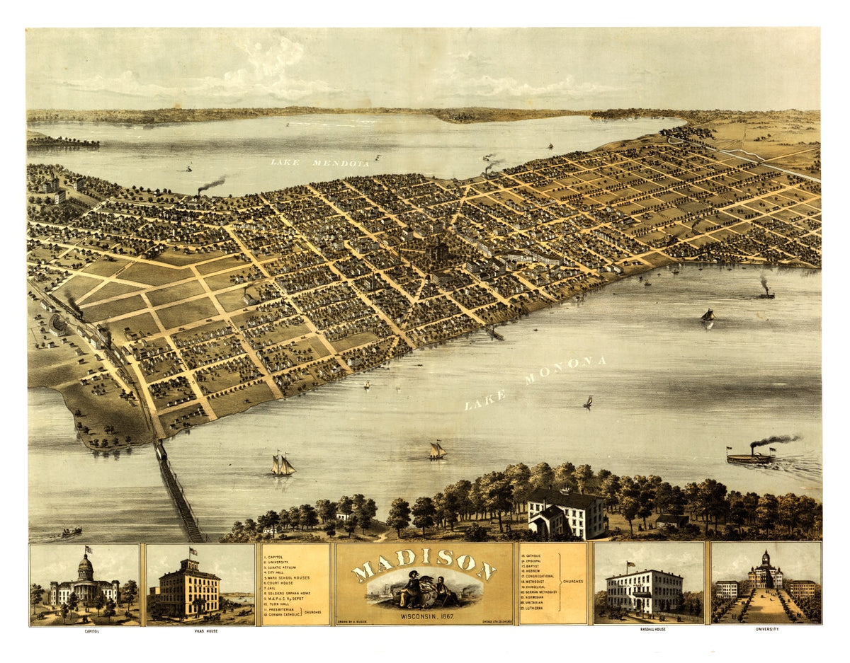Preview of Vintage Map of Madison, Wisconsin 1867