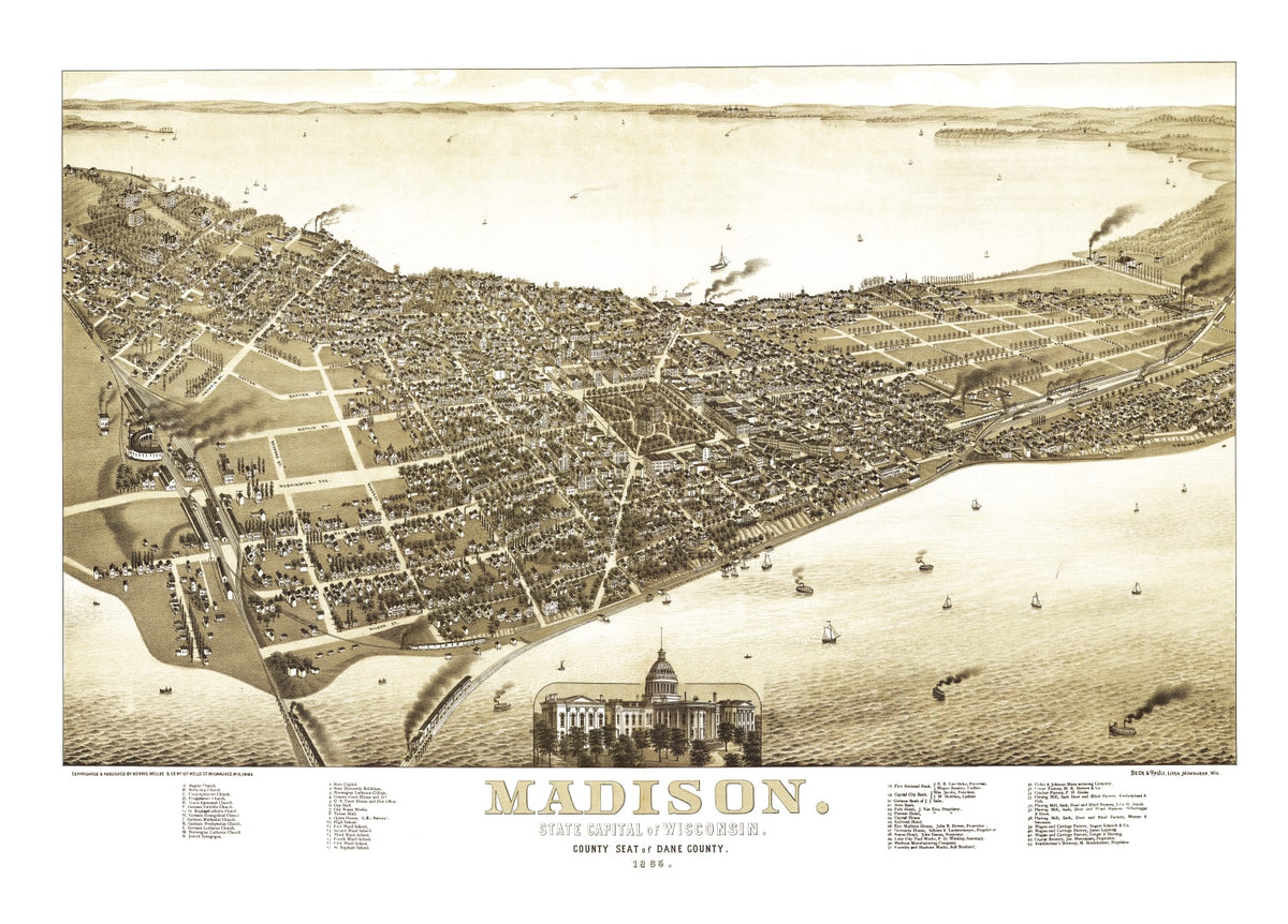 Preview of Vintage Map of Madison, Wisconsin 1885