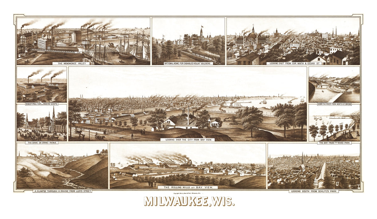 Preview of Vintage Map of Milwaukee, Wisconsin 1882