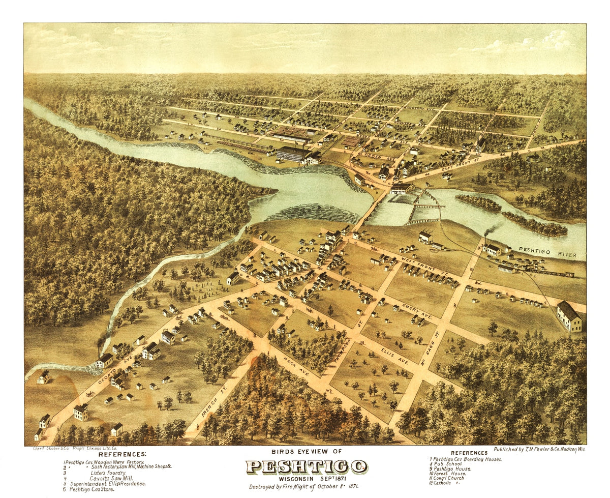 Preview of Vintage Map of Peshtigo, Wisconsin 1871