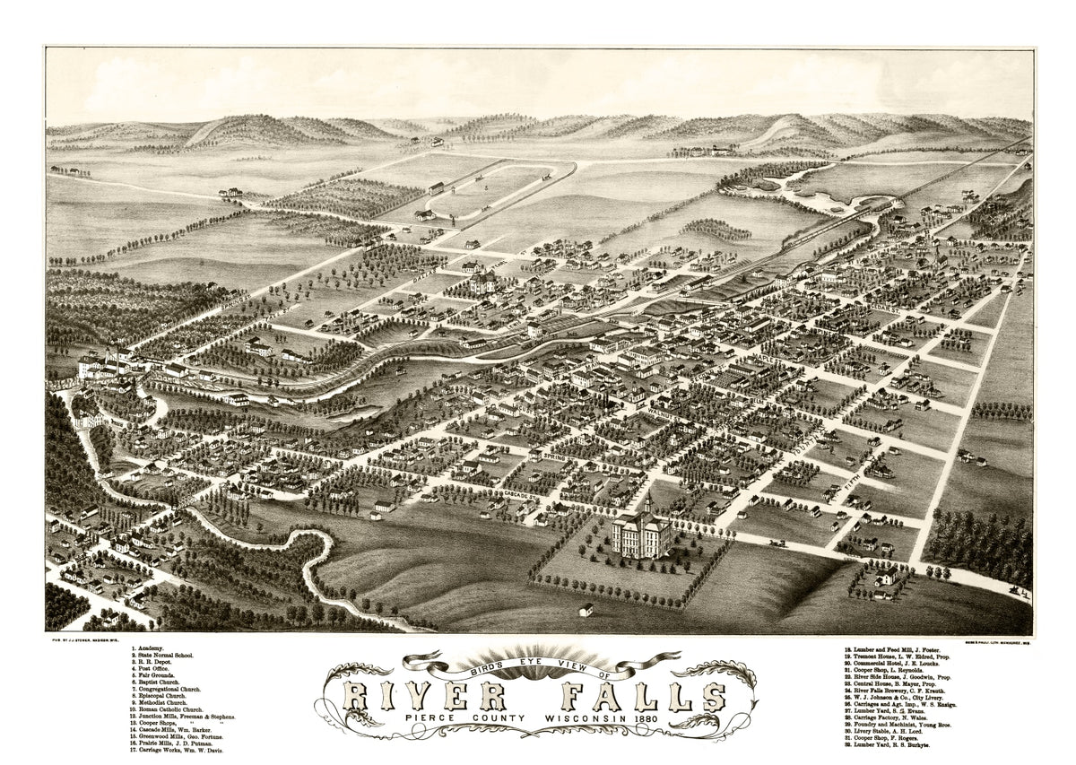 Preview of Vintage Map of River Falls, Wisconsin 1880