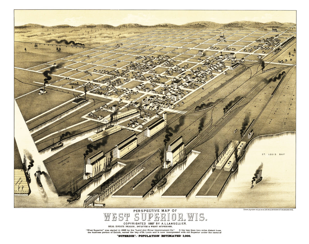 Preview of Vintage Map of West Superior, Wisconsin 1887