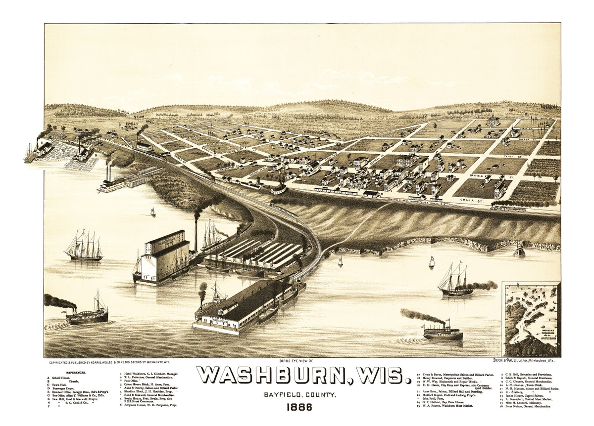 Preview of Vintage Map of Washburn, Wisconsin 1886