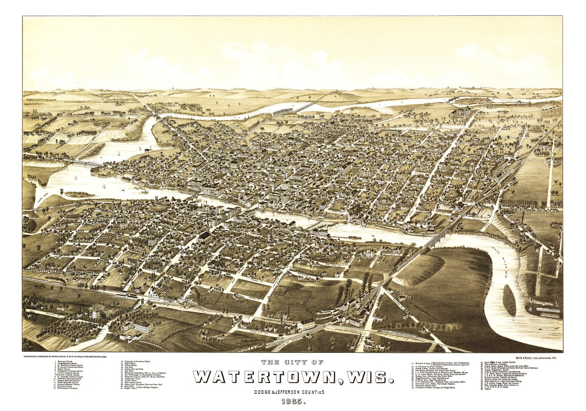 Preview of Vintage Map of Watertown, Wisconsin 1885