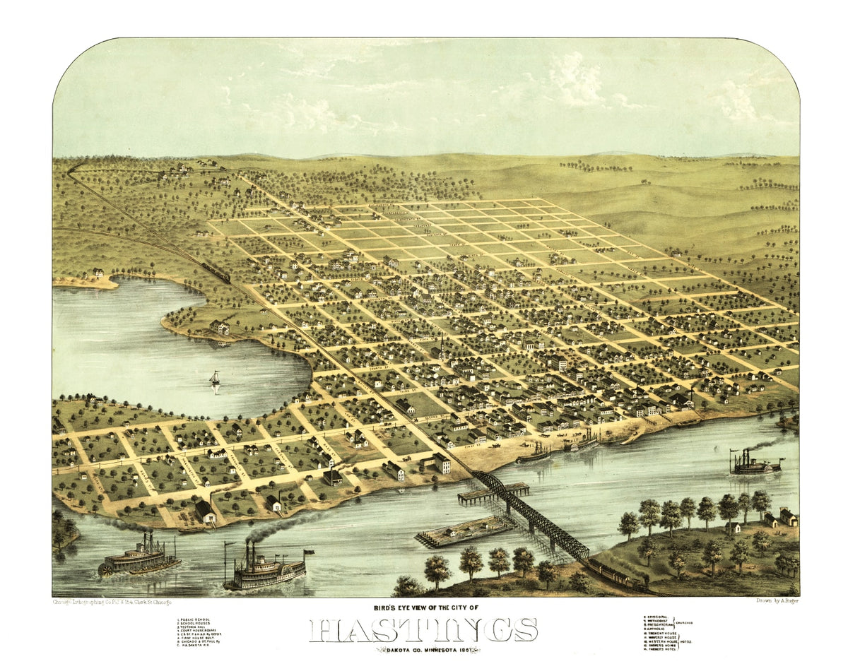 Preview of Vintage Map of Hastings, Minnesota 1867