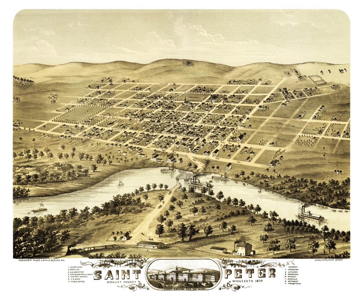 Preview of Vintage Map of Saint Peter, Minnesota 1870