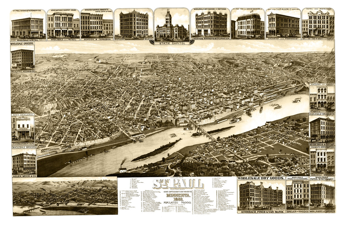 Preview of Vintage Map of St. Paul, Minnesota 1883