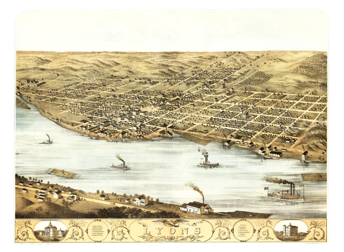 Preview of Vintage Map of Lyons, Iowa 1868
