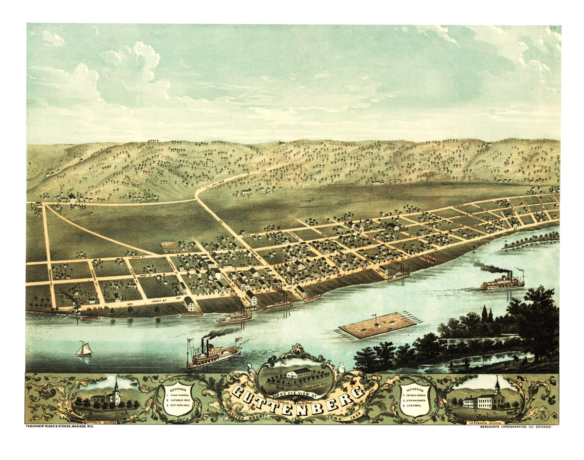 Preview of Vintage Map of Guttenberg, Iowa 1869