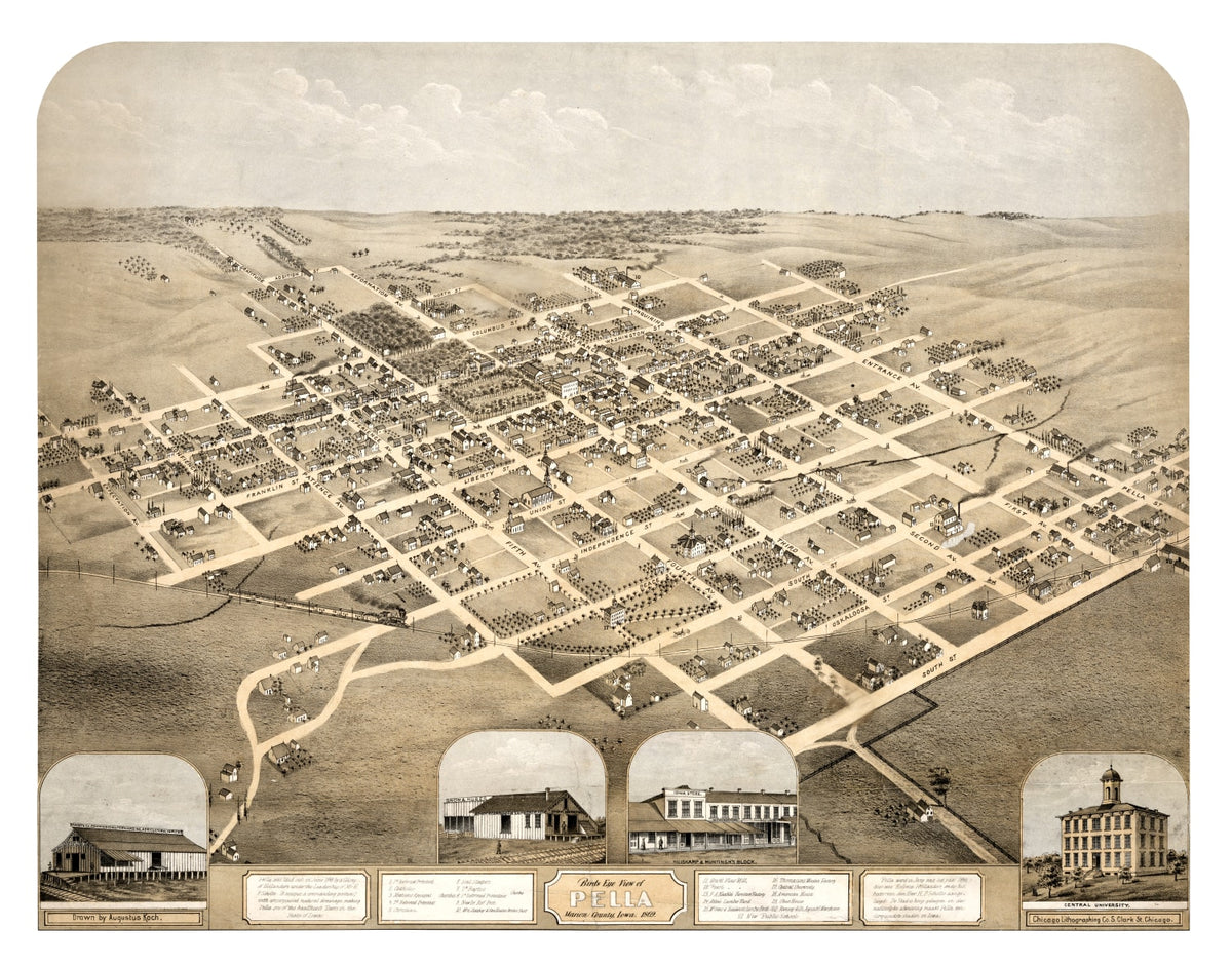 Preview of Vintage Map of Pella, Iowa 1869
