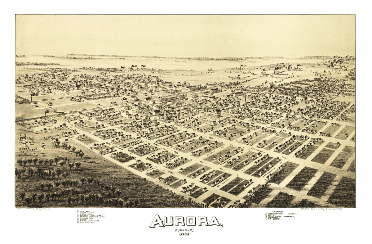 Preview of Vintage Map of Aurora, Missouri 1891