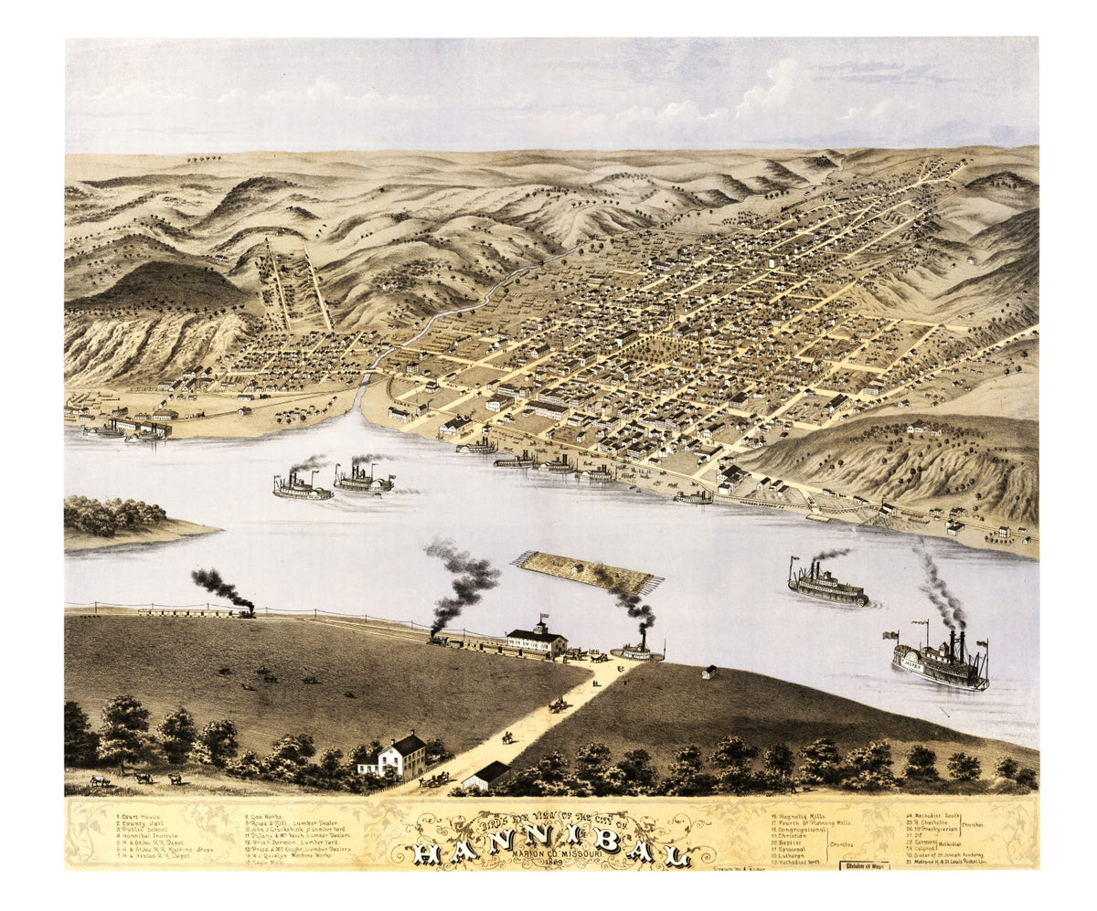 Preview of Vintage Map of Hannibal, Missouri 1869