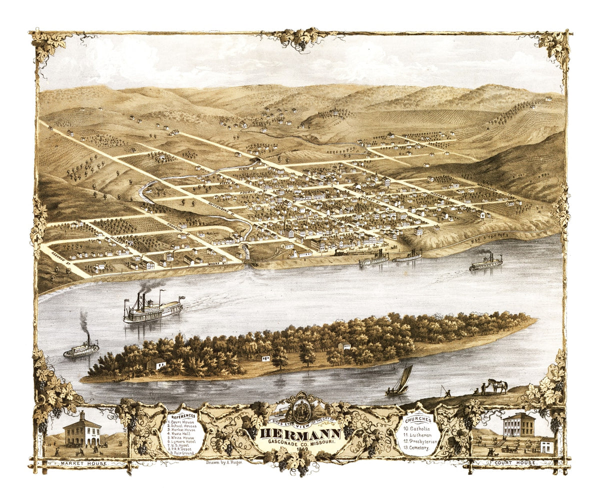 Preview of Vintage Map of Hermann, Missouri 1869
