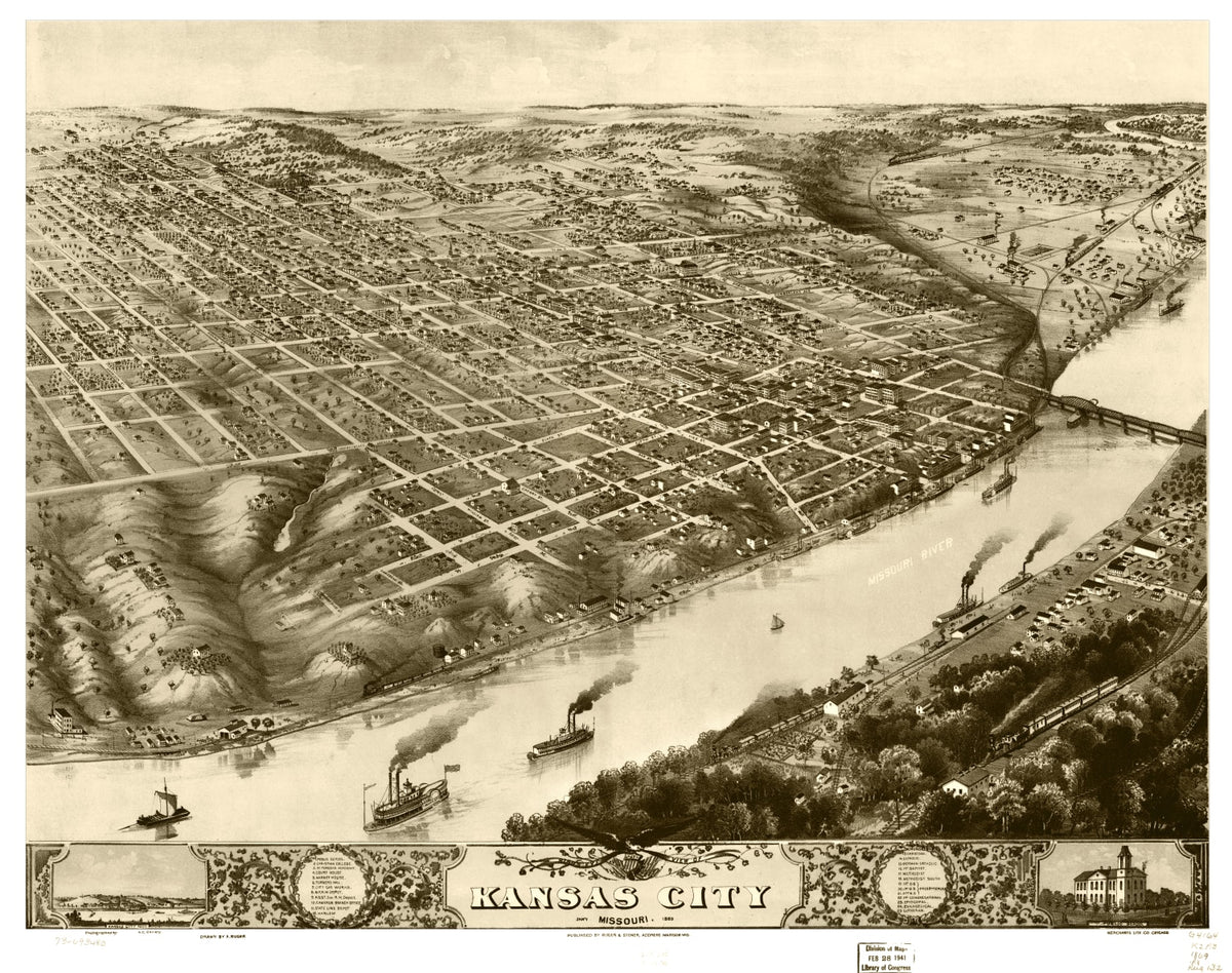 Preview of Vintage Map of Kansas City, Missouri 1869