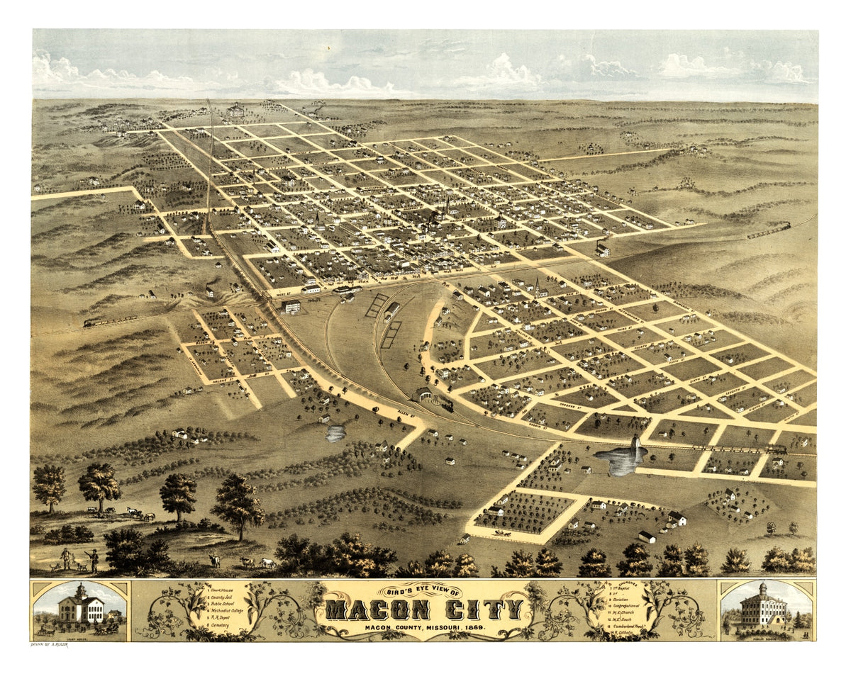 Preview of Vintage Map of Macon City, Missouri 1869