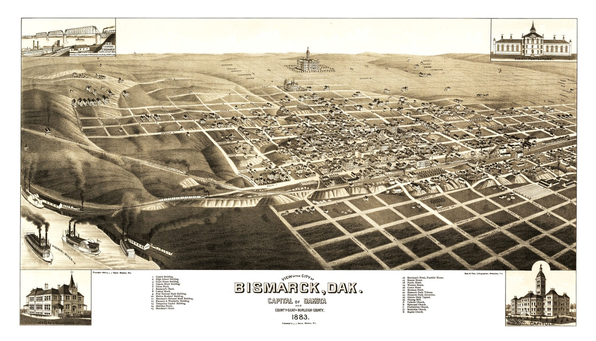 Preview of Vintage Map of Bismarck, North Dakota 1883