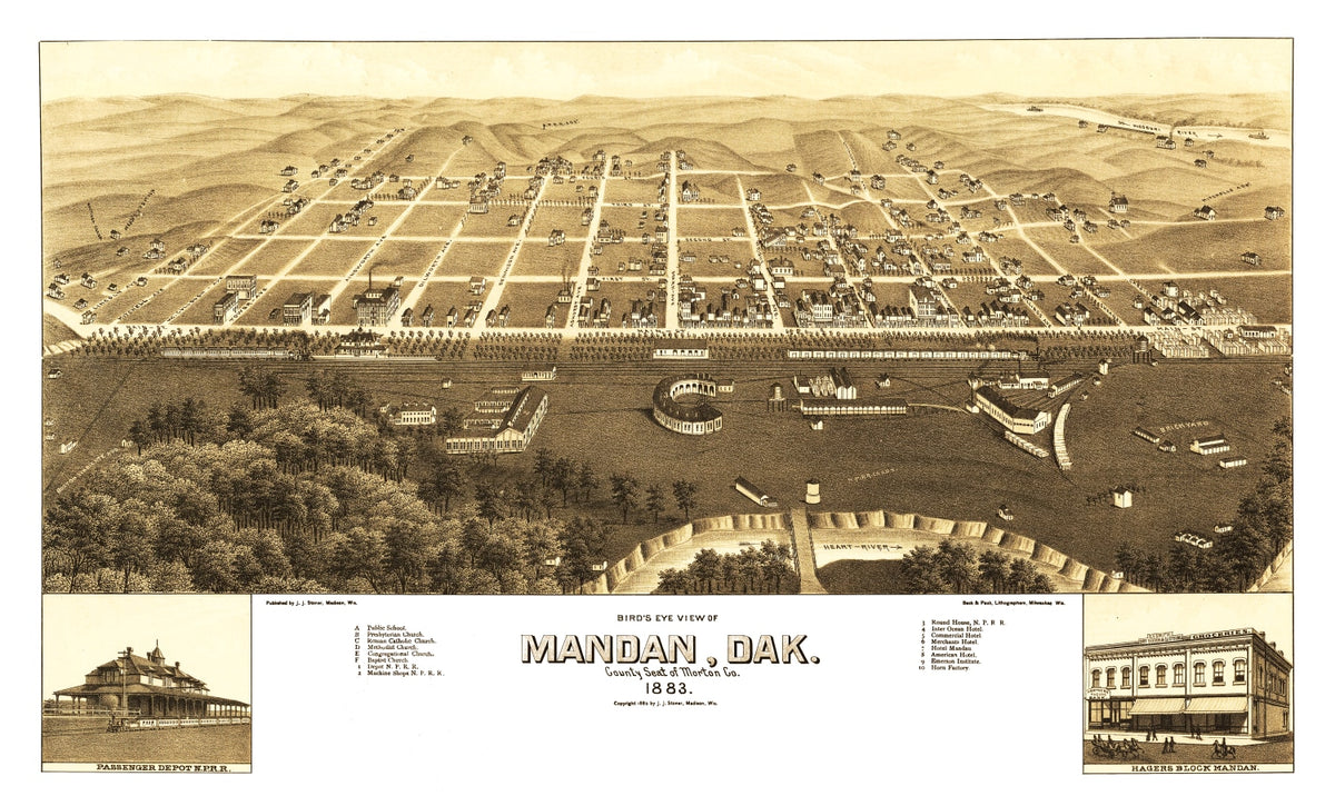 Preview of Vintage Map of Mandan, North Dakota 1883