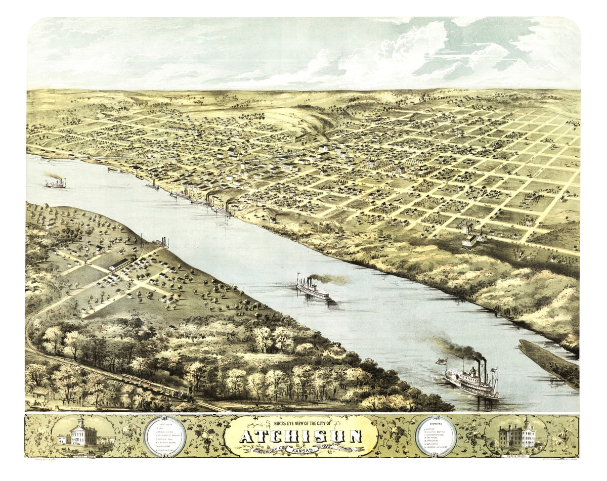 Preview of Vintage Map of Atchison, Kansas 1869