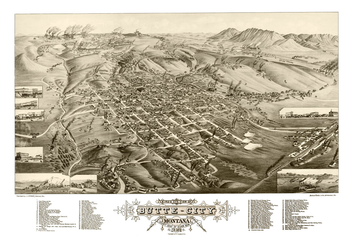 Preview of Vintage Map of Butte City, Montana 1884
